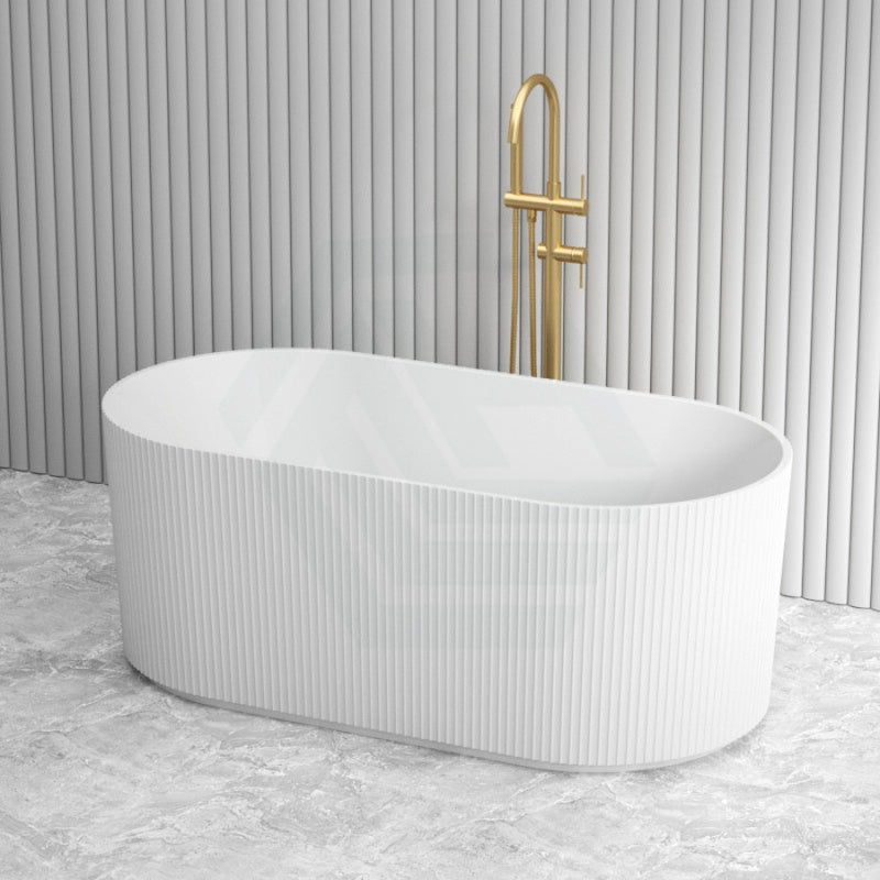 1500/1700Mm Ceto Ally Groove Oval Bathtub Freestanding Acrylic Gloss White No Overflow Bathtubs