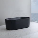 1500/1700Mm Ceto Ally Groove Oval Bathtub Freestanding Acrylic Matt Black No Overflow Bathtubs