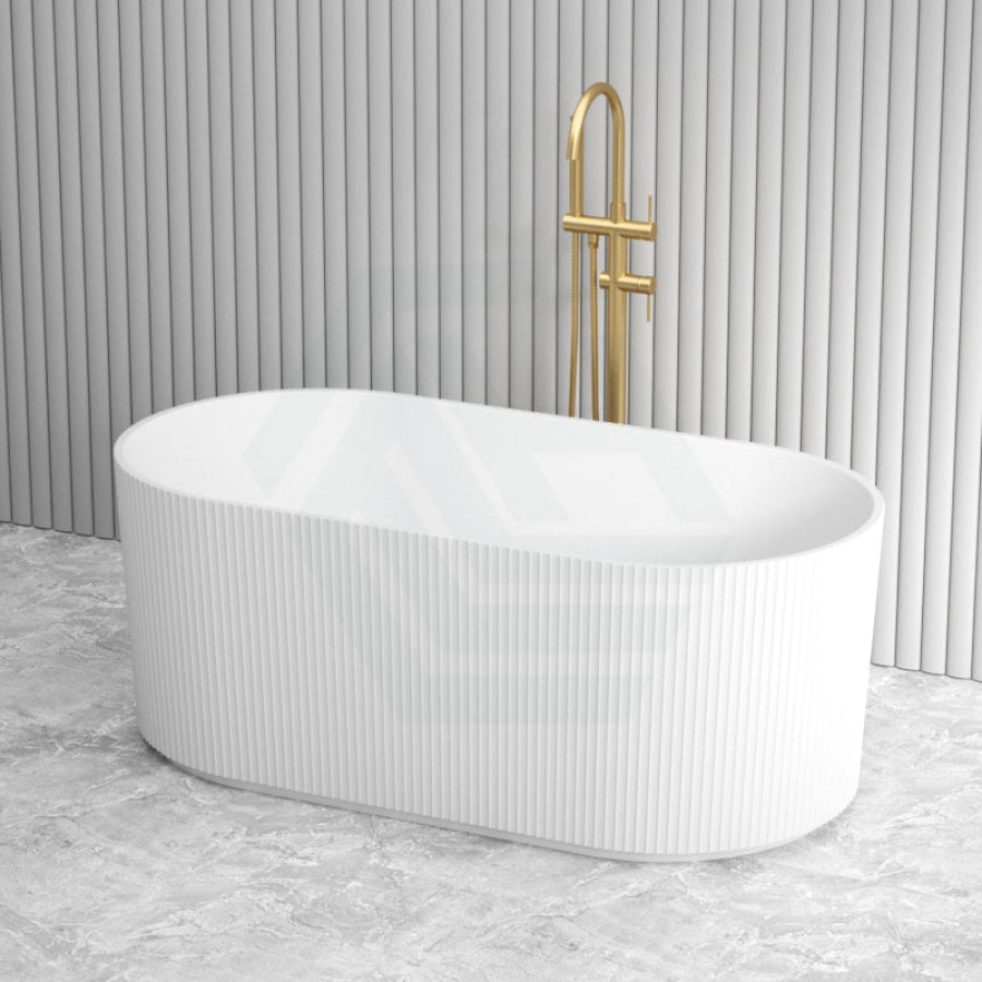 1500/1700Mm Ceto Ally Groove Oval Bathtub Freestanding Acrylic Matt White No Overflow Bathtubs