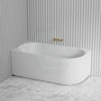 1500/1700Mm Ceto Capri Left Corner Back To Wall Bathtub Gloss White No Overflow Bathtubs