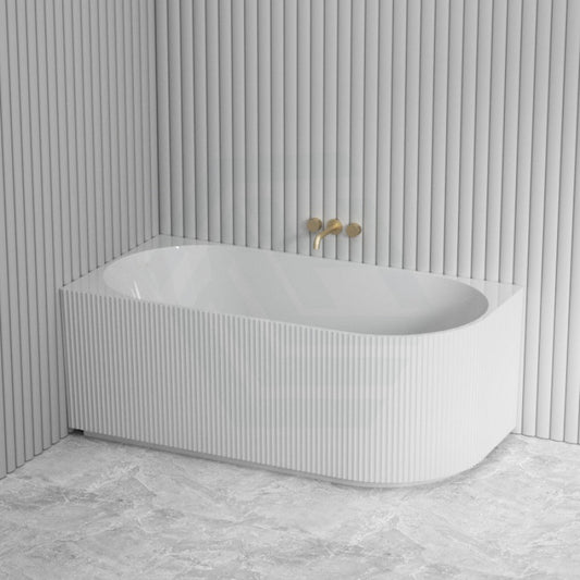 1500/1700Mm Ceto Capri Left Corner Back To Wall Bathtub Gloss White No Overflow Bathtubs