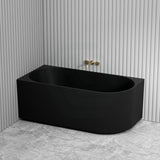 1500/1700Mm Ceto Capri Left Corner Back To Wall Bathtub Matt Black No Overflow Bathtubs