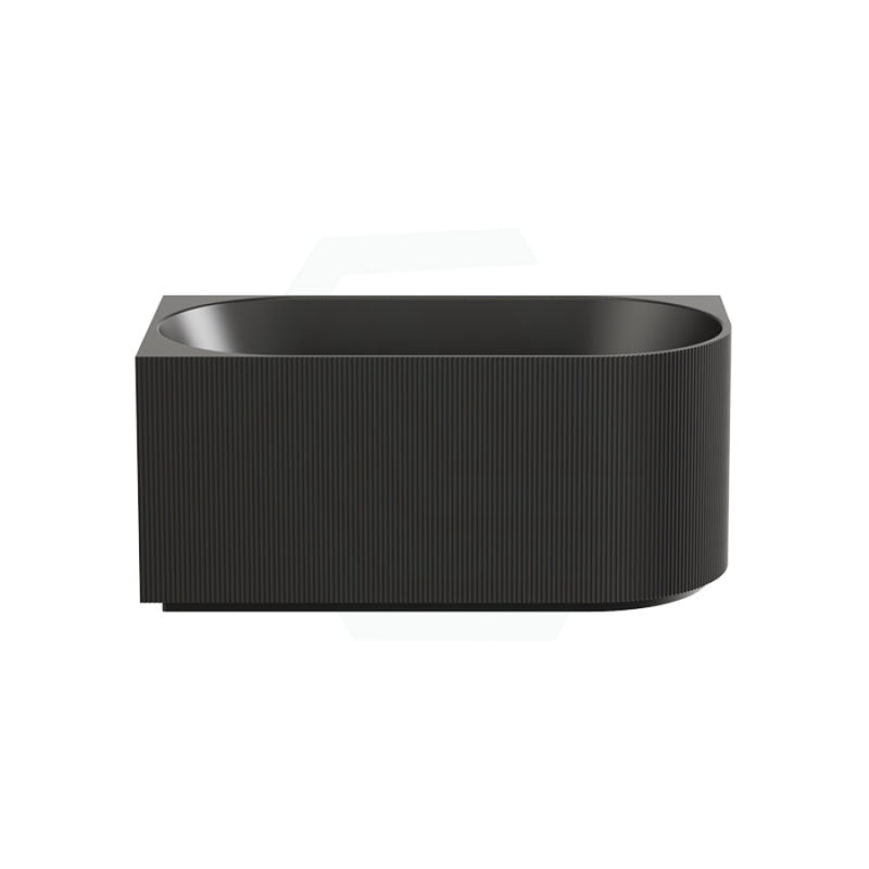 1500/1700Mm Ceto Capri Left Corner Back To Wall Bathtub Matt Black No Overflow Bathtubs