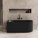 1500/1700Mm Ceto Capri Left Corner Back To Wall Bathtub Matt Black No Overflow Bathtubs