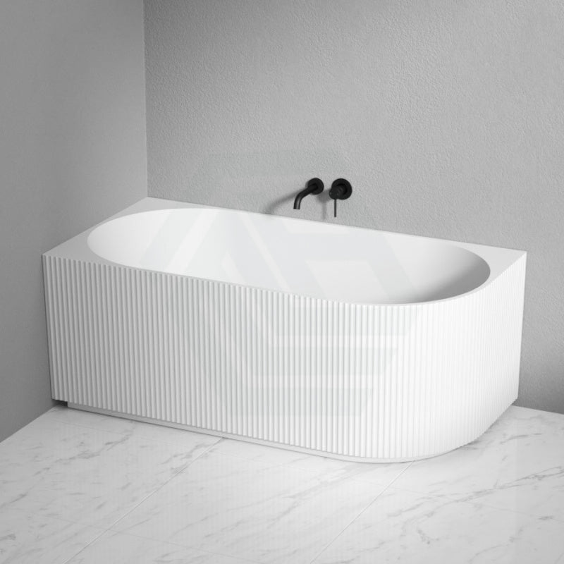 1500/1700Mm Brighton Groove Left Corner Back To Wall Bathtub Matt White No Overflow Bathtubs