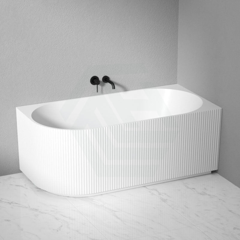 1500/1700Mm Brighton Groove Right Corner Back To Wall Bathtub Gloss White No Overflow Bathtubs