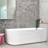 1500/1700Mm Brighton Groove Right Corner Back To Wall Bathtub Gloss White No Overflow Bathtubs