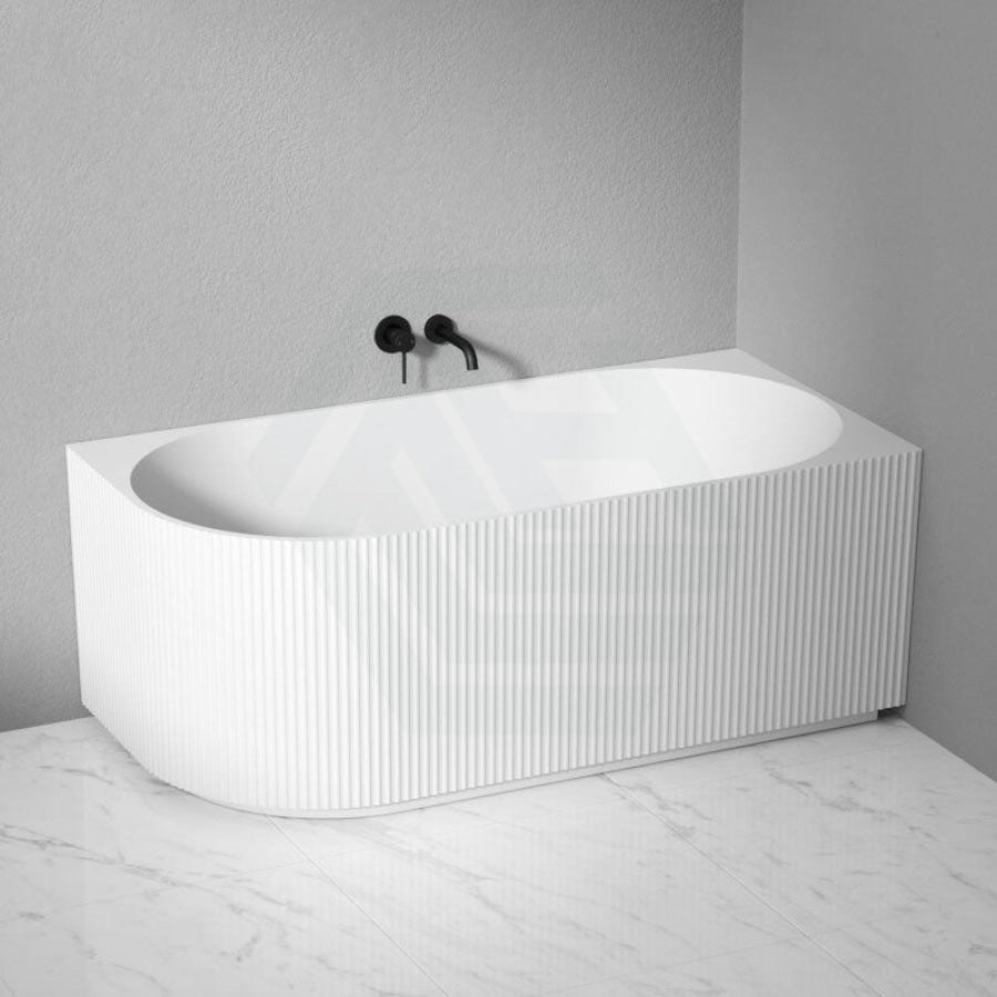 1500/1700Mm Ceto Capri Right Corner Back To Wall Bathtub Matt White No Overflow Bathtubs