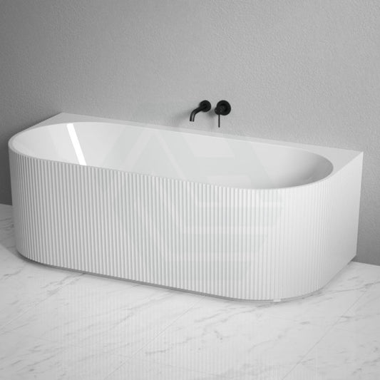 1500/1700Mm Ceto Fluted Back To Wall Bathtub Gloss White No Overflow Bathtubs