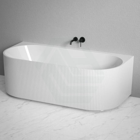 1500/1700Mm Brighton Groove Freestanding Back To Wall Bathtub Gloss White No Overflow Bathtubs