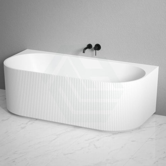 1500/1700Mm Ceto Fluted Back To Wall Bathtub Matt White No Overflow To Bathtubs