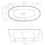 Delta Matt White Bathtub With Super Slim Edge 1500*800*600 (250L) Bathtubs