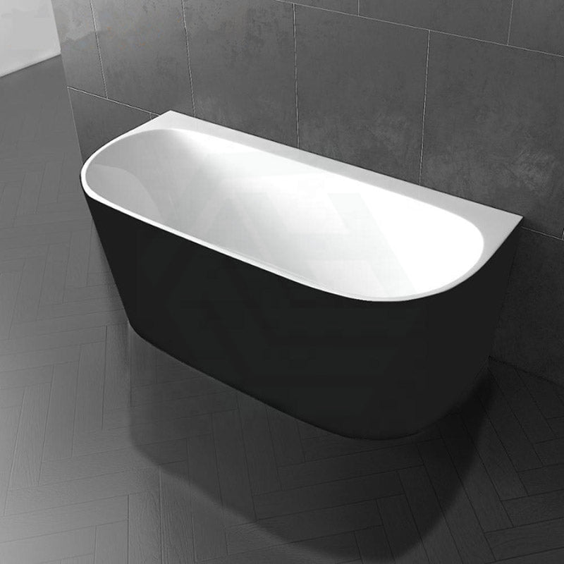 1500/1700Mm Elivia Gloss Black & White Back To Wall Bathtub No Overflow