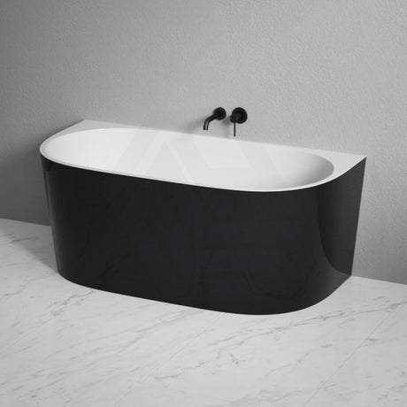 1500/1700mm Gloss Black White Back to Wall Bathtub