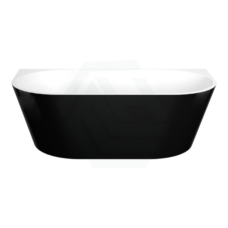 1500/1700Mm Elivia Gloss Black & White Back To Wall Bathtub No Overflow