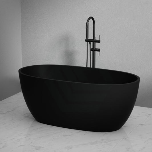 1500/1700mm Oval Bathtub Freestanding Full Matt Black