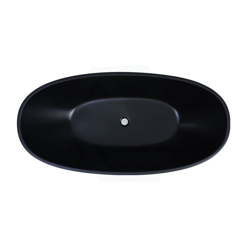 1500/1700Mm Full Matt Black Oval Bathtub Freestanding Acrylic No Overflow