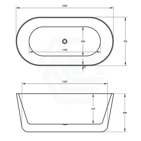 1700Mm Ultra-Slim Bathtub Oval Freestanding Gloss White Acrylic No Overflow Bathtubs