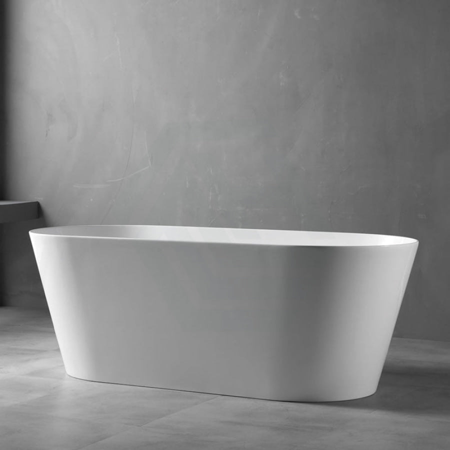 1500Mm Ultra-Slim Bathtub Oval Freestanding Gloss White Acrylic No Overflow