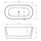 1500/1700Mm Iseo Ultra-Slim Bathtub Oval Freestanding Gloss White And Black Acrylic No Overflow