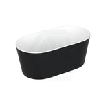 1500/1700Mm Iseo Ultra-Slim Bathtub Oval Freestanding Gloss White And Black Acrylic No Overflow