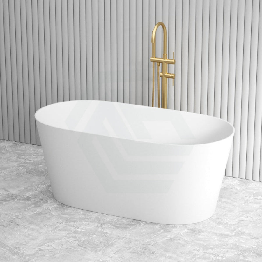 1500/1700Mm Mia Riva-Slim Bathtub Oval Freestanding Matt White Acrylic No Overflow Bathtubs