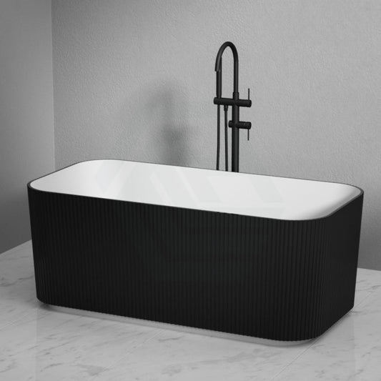 1500/1700Mm Milano Freestanding Bathtub Acrylic Matt White & Black No Overflow Back To Wall Bathtubs