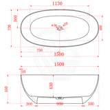 1500Mm Noto Transparent Oval Shape Freestanding Bathtub Custom Colours No Overflow Multi-Colour