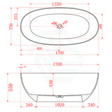 1500/1700Mm Noto Transparent Oval Shape Freestanding Bathtub Custom Colours No Overflow None /