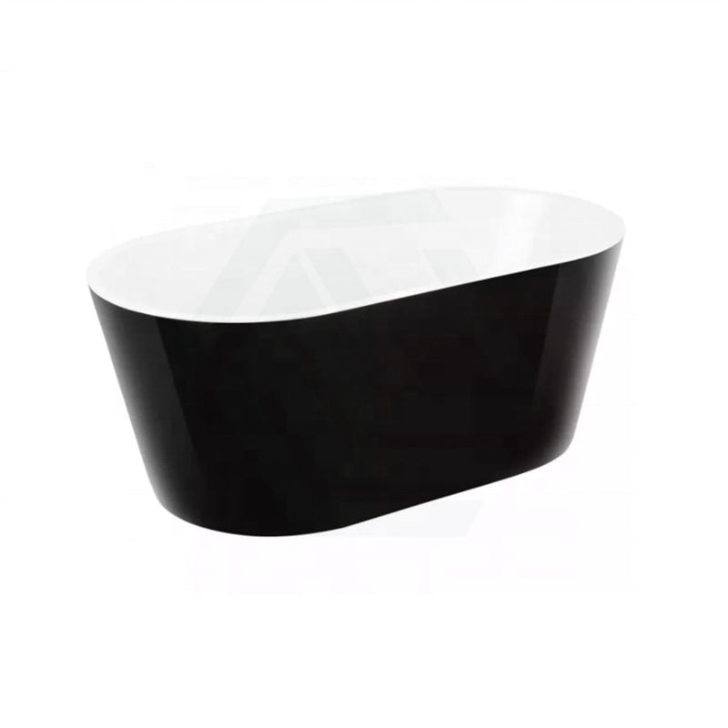 1500/1700Mm Ovia Oval Bathtub Freestanding Acrylic Gloss Black And White No Overflow