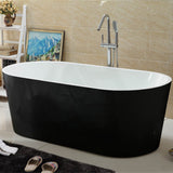 1500/1700Mm Ovia Oval Bathtub Freestanding Acrylic Gloss Black And White No Overflow