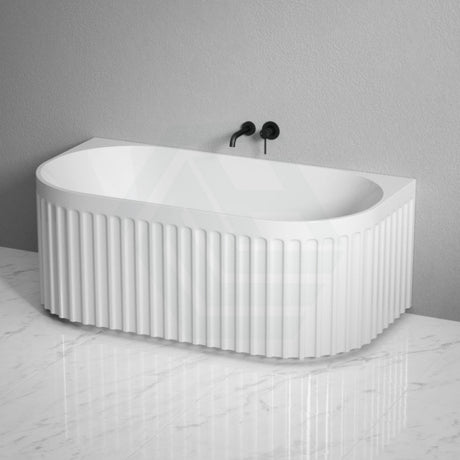 1500/1700Mm Roma Back To Wall Bathtub Acrylic Gloss White No Overflow Bathtubs