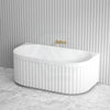 1500/1700Mm Roma Back To Wall Bathtub Acrylic Matt White No Overflow To Bathtubs