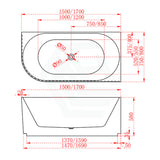 1500/1700Mm Roma Bathtub Right Corner Acrylic Gloss White No Overflow Bathtubs