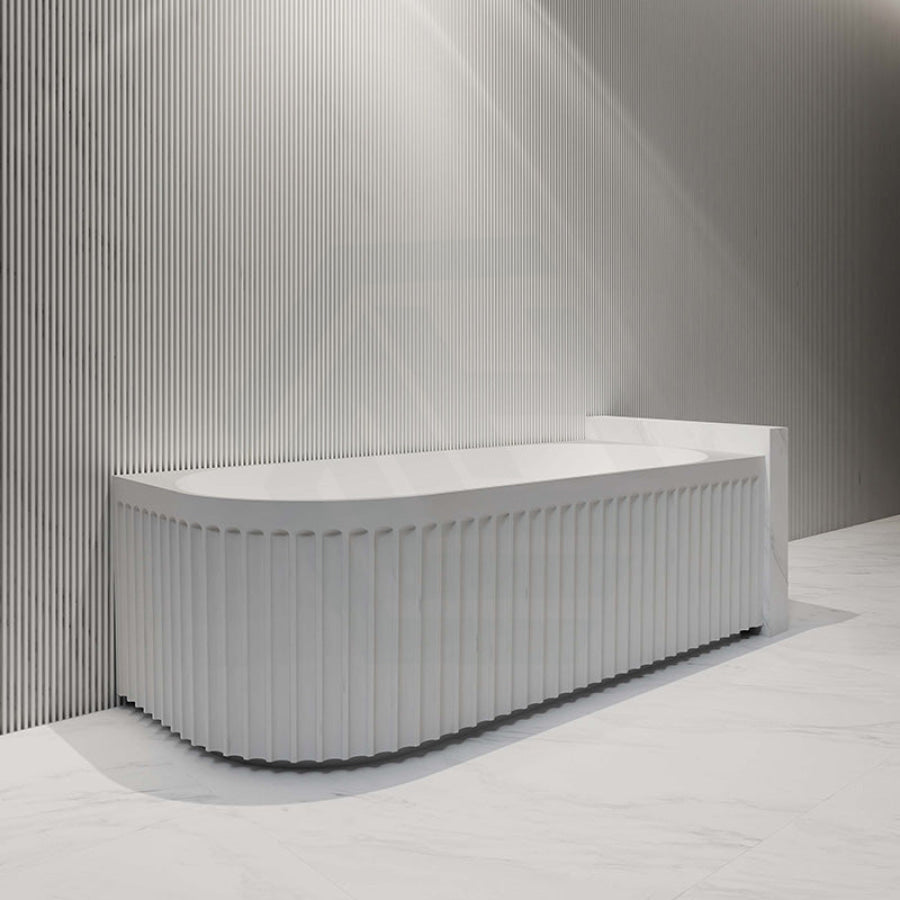 1500Mm Roma Bathtub Left/Right Corner Acrylic Matt White No Overflow Bathtubs