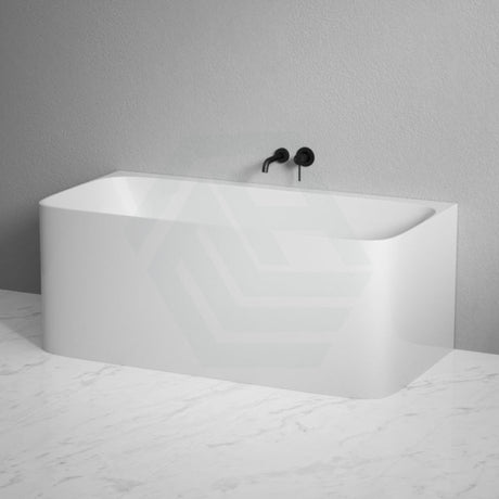 1500/1700Mm Ultra-Slim Bathtub Back To Wall Gloss White Acrylic No Overflow