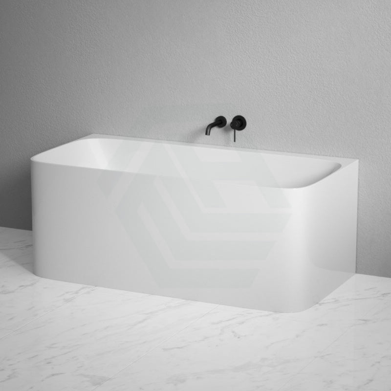 1500/1700Mm Ultra-Slim Bathtub Back To Wall Gloss White Acrylic No Overflow