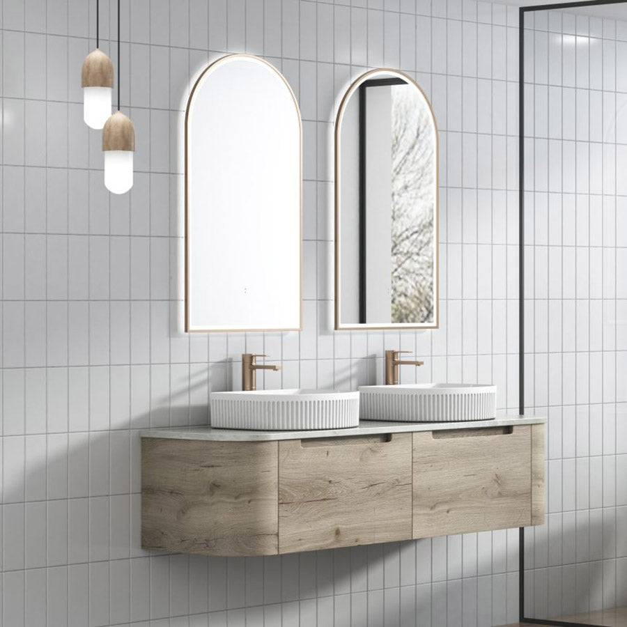 750 - 1800Mm Hamilton Wall Hung Curved Vanity Minimalistic Style Cabinet Only For Bathroom Matt