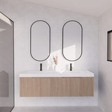 600-1500Mm Wall Hung Vanity Fluted Style American Oak Color Pvc Coating Bathroom Vanities