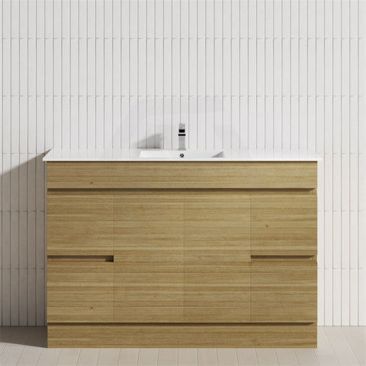 1500Mm 4-Drawer 2-Door Prime Oak Freestanding Bathroom Vanity Kickboard Cabinet Only Single/Double