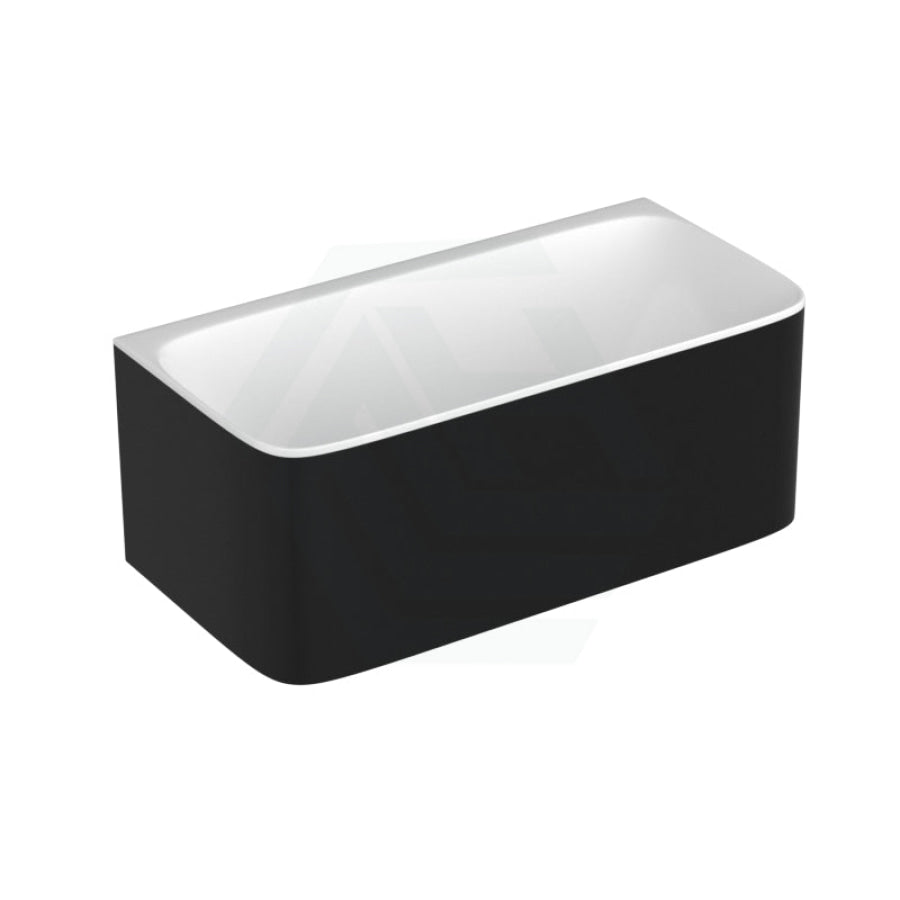 1500/1700Mm Bullion Ultra-Slim Bathtub Back To Wall Gloss White And Black No Overflow