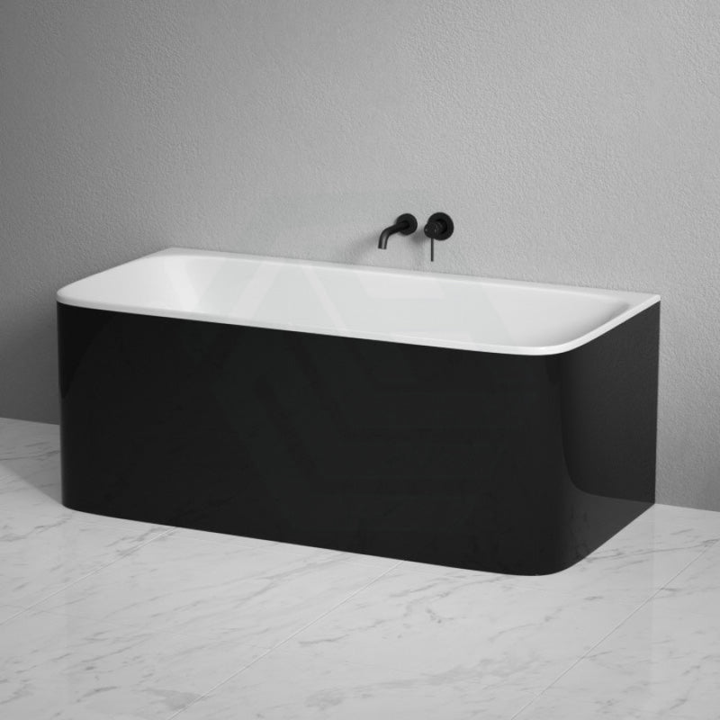 1500/1700mm Bullion Bathtub Back to Wall Gloss White and Black