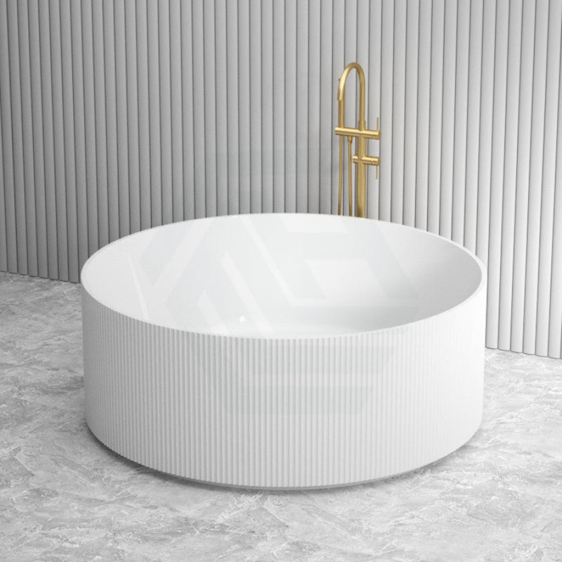 1500Mm Sunshine Groove Freestanding Bathtub Round Gloss White No Overflow Bathtubs