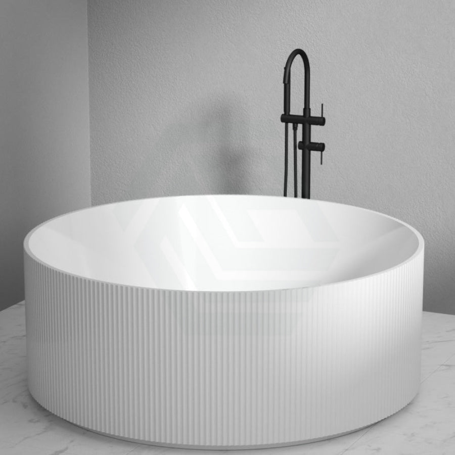 1500Mm Sunshine Groove Freestanding Bathtub Round Gloss White No Overflow Bathtubs