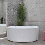 1500Mm Sunshine Groove Freestanding Bathtub Round Gloss White No Overflow Bathtubs