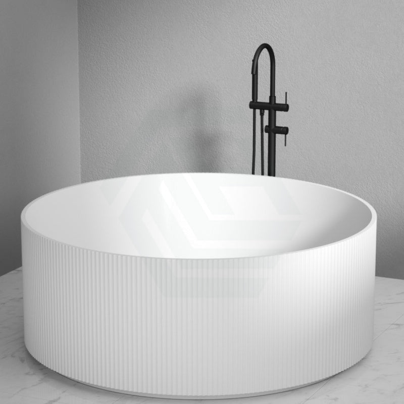 1500Mm Sunshine Groove Freestanding Bathtub Round Matt White No Overflow Bathtubs