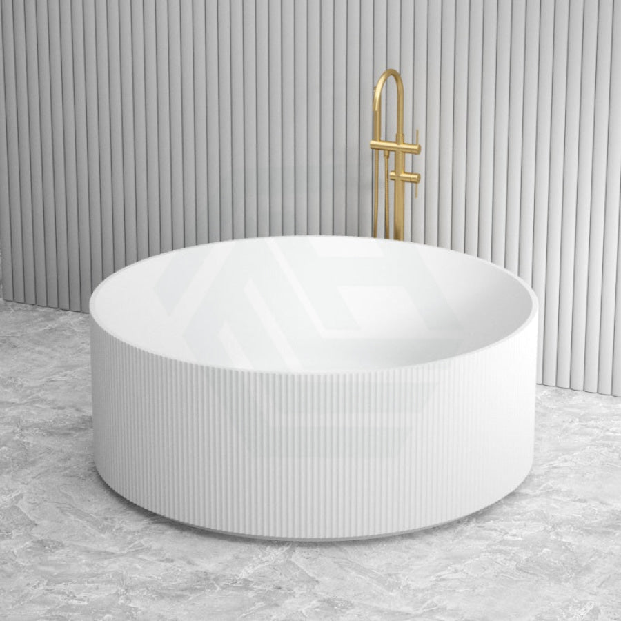 1500Mm Sunshine Groove Freestanding Bathtub Round Matt White No Overflow Bathtubs