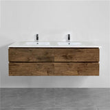 600-1500Mm Wall Hung Bathroom Floating Vanity Dark Oak Wood Grain Pvc Filmed Drawers Cabinet