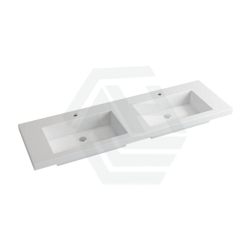 1500X460X135Mm Poly Top For Bathroom Vanity Double Bowls Matt White 1 Tap Hole No Overflow Tops