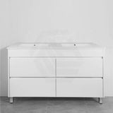 600-1500Mm Freestanding Bathroom Floor Vanity Matt White Pvc Filmed Drawers Cabinet Only &